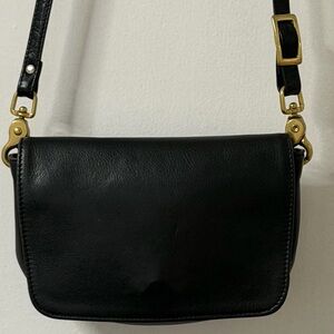 Libaire USA black leather crossbody flap bag